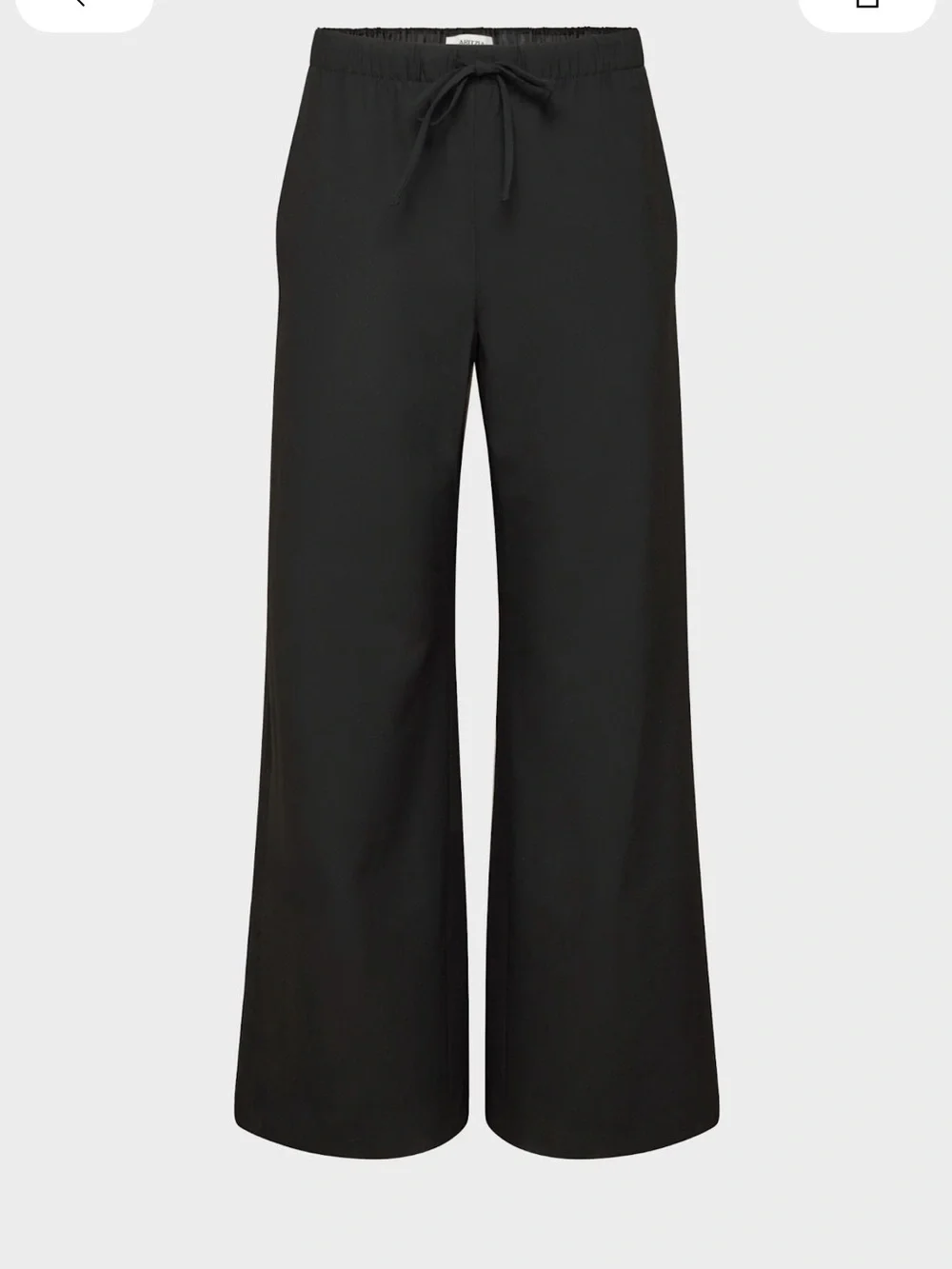 Aritzia Black Linen Wide-Leg Drawstring Trousers